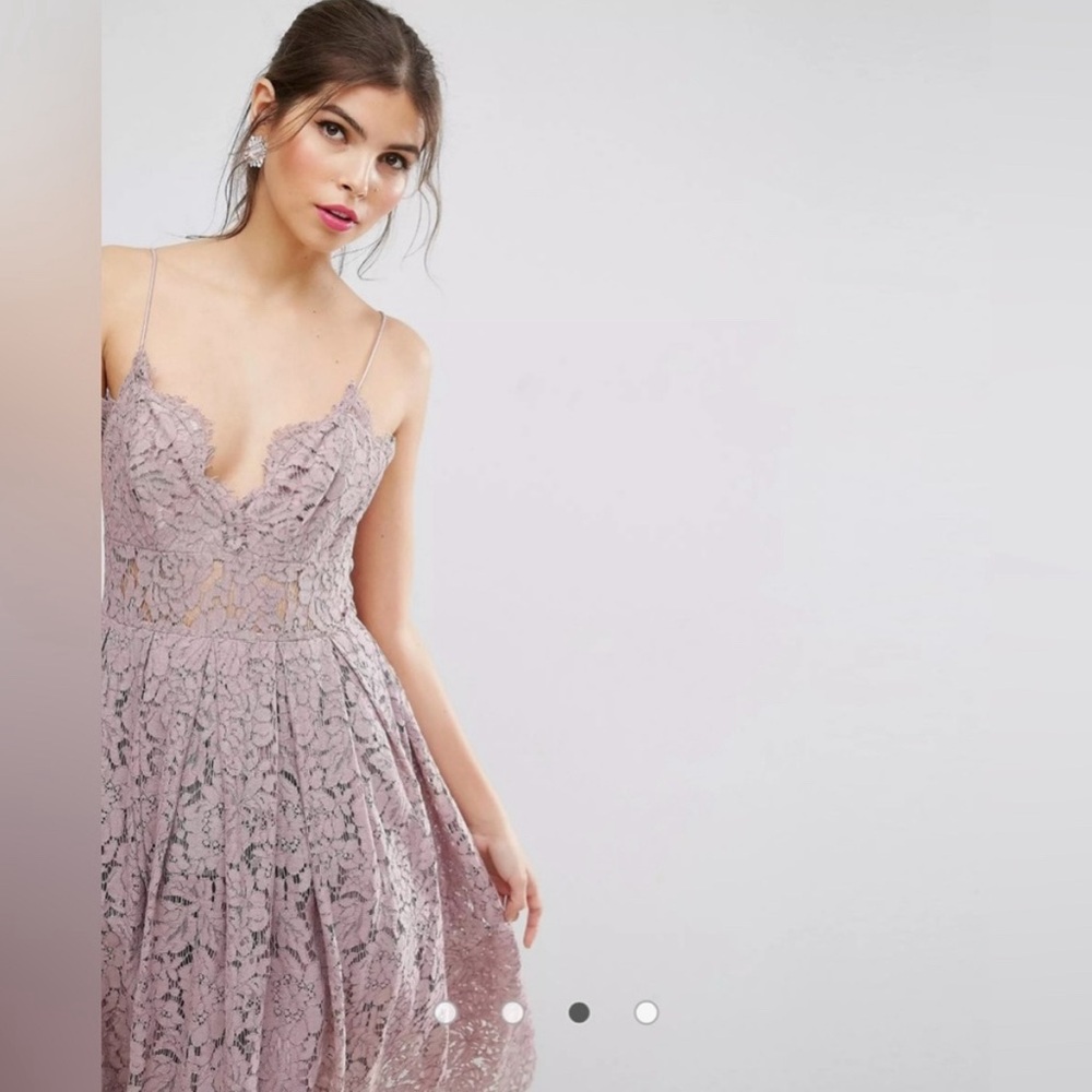 ASOS Petite Lilac Midi Lace Dress